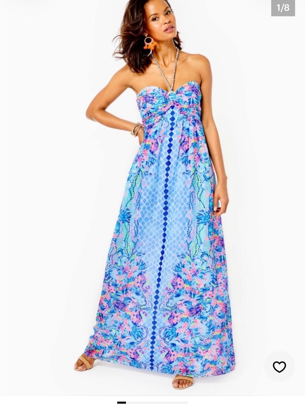 NWT Lilly Pulitzer Viv Maxi Dress 
Multi Hidden Treasure Halter neckline    Sz 0